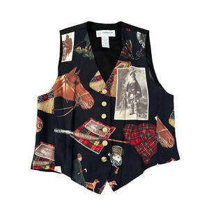 Vintage Liz Claiborne Collection Equestrian Theme Vest Petite 4